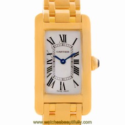 Cartier Tank Americaine 18K Yellow Gold Ladies Watch W26015K2