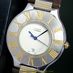 CARTIER 21 Must De Quartz Cal. 87.06 Quick Set Date Steel Unisex Wrist Watch