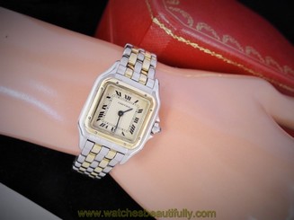 CARTIER PANTHERE WATCH TWO Row 18K Yellow Stainless Steel cartier Watch