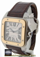 Cartier Santos 100 18k Yellow Gold/Steel Automatic Mens Watch 2656 Box/Papers