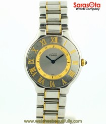 Cartier 21 1330 Two Tone Stainless Steel 18k Gold Quartz Women's Watch