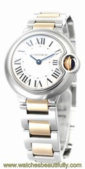 Cartier W69007Z3 Ballon Bleu Silver Dial Women 18KY Gold & Steel Watch New Orig 7612456341403