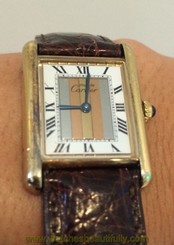 Authentic Cartier / Must De Cartier Tank Tricolour 18ct Gold plated Quartz Watch 683498417880