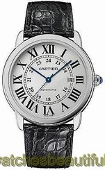 New Cartier Ronde Solo Automatic Large Men's Leather Strap Watch W6701010 7612456835537