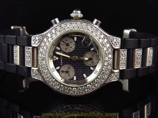Unisex 38.5 MM Cartier Must 21 Chronoscope W10125U2 Quartz Diamond Watch 7.0 Ct 7612456167706