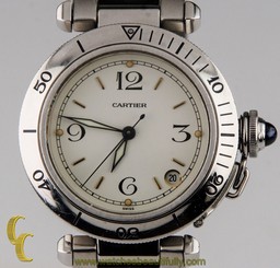 Cartier Men's Stainless Steel Automatic Pasha Watch w/ Date #2324 35 mm
