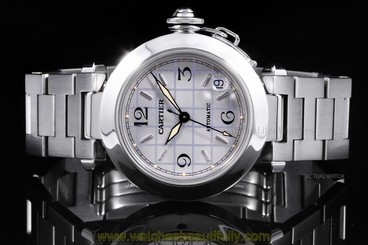 Cartier Steel 35mm Pasha 2324, Silver Grid Dial w/ Index & Arabic, Automatic