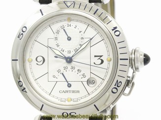 Polished CARTIER Pasha 38 GMT Power Reserve Automatic Watch W31037H3 (BF111363)