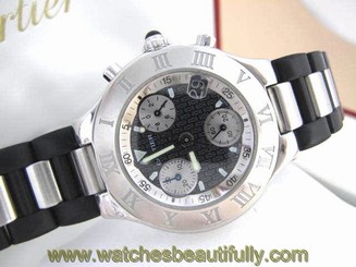 Cartier Chronoscraph 21 WATCH CARTIER Mens CARTIER Must 21 Watch w/Box Beautiful
