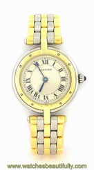 CARTIER PANTHERE LADIES 18K GOLD STAINLESS STEEL WATCH 3 ROW