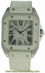 Ladies Cartier Santos 100 White Rubber Watch w/ Box & Papers Ref W20122U2 4100001463999