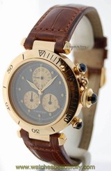 Cartier Pasha 35mm Chronograph 18K Yellow Gold Quartz Mens Wrist Watch