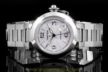 Cartier Steel 35mm Pasha 2324, Silver Grid Dial w/ Index & Arabic, Automatic