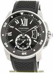 Cartier W7100056 Calibre Automatic Rotating Bezel Men BLK Rubber Watch New Orig 7613268360798