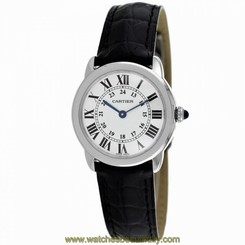 CARTIER WOMEN'S RONDE SOLO DE CARTIER 29MM LEATHER BAND QUARTZ WATCH W6700155