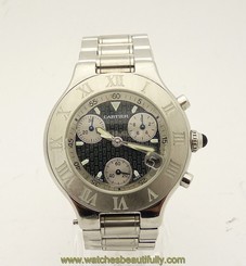 Cartier 2424 Chronograph 21 Stainless steel Authentic Men's free shipping