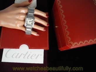 CARTIER TANK FRANCAISE STAINLESS STEEL WRIST WATCH CARTIER MID SIZE W/BOX WATCH