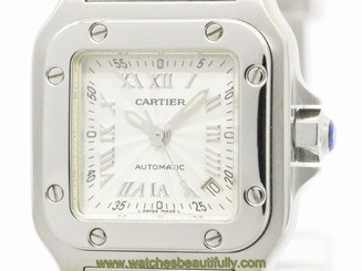 Polished CARTIER Santos Galbee Steel Automatic Ladies Watch W20044D6 (BF111370)