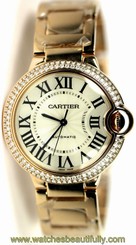 Cartier Ballon Bleu M 18Kt Yellow Gold Automatic Women Watch WE9004Z3 New in Box 7612456339899