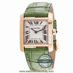 Cartier Tank Francaise 1821 Quartz Yellow Gold Ladies Strap Watch Tang