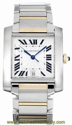 Cartier Tank Francaise LG 18k YG and Steel Auto Men's Watch W51005Q4 New Orig 7612456002199