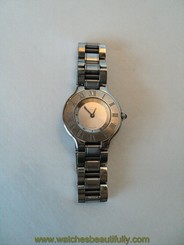 VINTAGE AUTHENTIC "CARTIER" LADIES WRISTWATCH with STAINLESS CASE & BAND