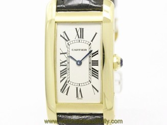Polished CARTIER Tank americaine 18K Gold Quartz Ladies Watch W2601456 (BF110178