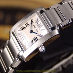 Authentic Cartier Tank Francaise Ref.2384 Stainless Steel Quartz Ladies Watch