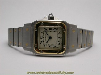 CARTIER SANTOS DE CARTIER MODEL W20012 QUARTZ STAINLESS STEEL/18K GOLD WATCH