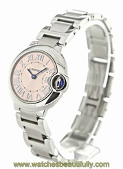 Cartier W6920038 Ballon Bleu Pink Dial 28MM Quartz Women's Steel Watch New Orig 7613268382547