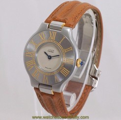 Must de Cartier 21 Stainless Steel & Gold Ladies Quartz Watch 1990's Immaculate