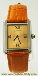 Ladies Cartier Tank Solo Stainless Steel Watch Limited Edition Orange W1019455