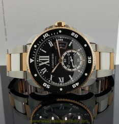 Cartier Calibre de Diver Watch 42mm 18k Rose Gold / Steel W7100054 Black Dial 7613268367360