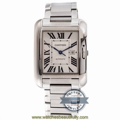 Cartier Tank Anglaise Midsize W5310009 Auto Steel Ladies Bracelet Watch Date 7613268284391