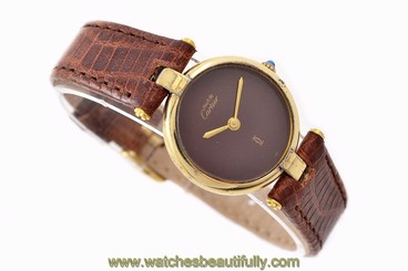 Vintage Must De Cartier Vermeil Quartz 925 Gold Plated Ladies Watch 1276