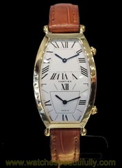 CARTIER --- "Privee Collection" Tonneau Dual Time 18K Yellow Gold W1502853
