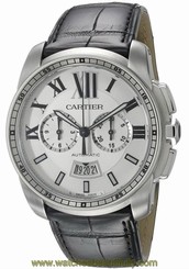Cartier Calibre Chronograph Automatic BLK Leather Men Watch W7100046 New in Box 7613268267271