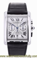 Cartier Tank MC Chronograph Silver Dial Leather Women Watch W5330007 New in Box 7613268367339