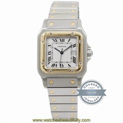 Cartier Santos W20058C4 Auto 29mm Steel Yellow Gold Mens Bracelet Watch Date