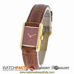 Genuine Ladies Cartier Tank Vermeil Silver & Gold Plaque Manual Wind Watch