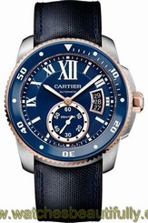 Cartier Calibre de Diver 42mm Steel/Leather Men's Watch W2CA0008