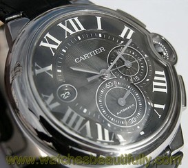 *NEW* CARTIER MENS STAINLESS STEEL BALLON BLEU BLACK CHRONOGRAPH STRAP W6920052 7612456693106