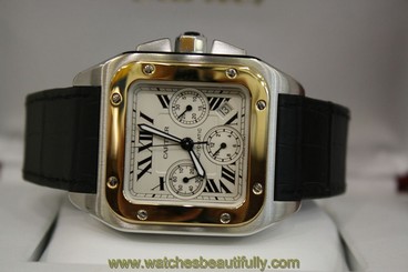 CARTIER SANTOS 100 XL CHRONO TWO TONE WATCH BOX & PAPERS FROM AUTHORIZED DEALER