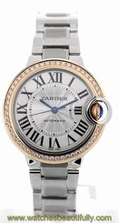 Cartier Ballon Bleu Silver Dial Diamond Automatic Women Watch WE902080 New Orig 7613268425954