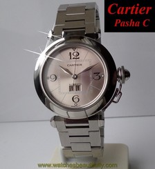 CARTIER Pasha C Steel Automatic Pink dial size 35mm Boxed with both booklets