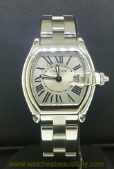 Ladies Cartier Roadster Stainless Steel Silver Roman Dial Quartz Watch W62016V3 7612456261527