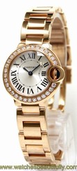 Cartier WE9002Z3 Ballon Bleu Silver Dial Diamonds Women 18kt RG Watch New in Box 7612456339776