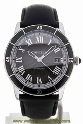 Cartier Ronde Croisiere Gray Dial Leather Automatic Men Watch WSRN0003 New Orig
