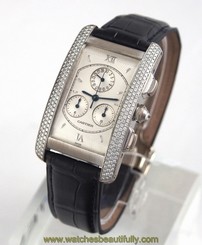 CARTIER Tank Americaine "Chronoflex" Chronograph White Gold w/ Diamonds WB704251