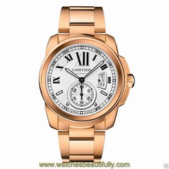 Cartier Calibre de Cartier w7100018 18kt Rose Gold Silver Dial NEW Ret: $44,800 7612456709548